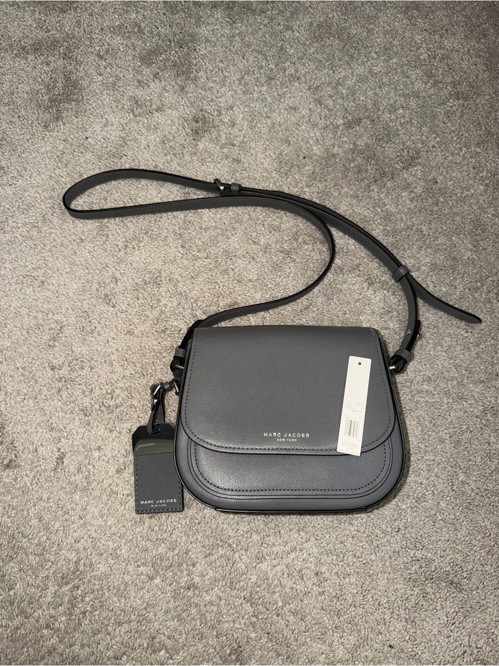Marc Jacobs Charcoal Gray Leather Crossbody Saddle Bag